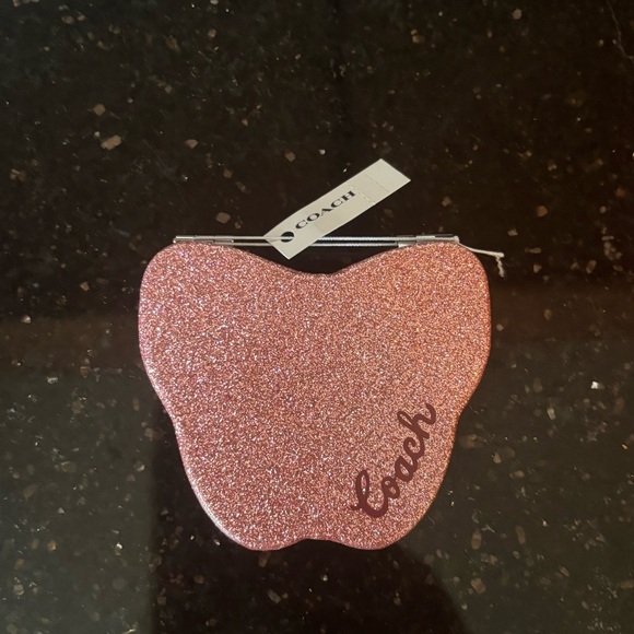 ❌SOLD❌ Coach Pink Butterfly Compact Mirror - Picture 1 of 3
